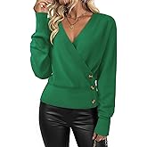 Timeson Womens Sweaters 2026 Long Sleeve V Neck Business Casual Pullover Knit Tops