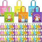 Sweetude 120 Pcs Easter Tote Bags Bulk with Handles Bunny Reusable Party Non Woven Treats Goodie Bags for Easter Party Supplies(Rabbit)
