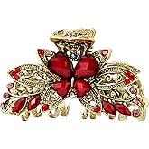 MINACHI Bohemian Retro Style Butterfly Hair Claws, Hair Clips, Alloy Resin Red Toned Hair Accessories for Women