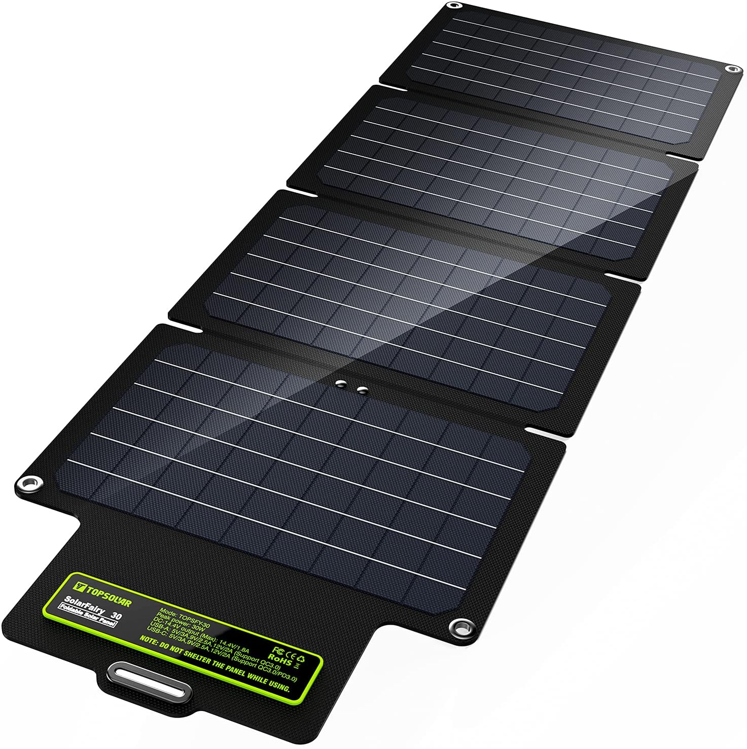 UPGRADE Topsolar SolarFairy 30 Foldable Solar Panel 30W Portable Battery Charger Kit for Cell Phone Power Bank Car Boat RVs Off Grid Charge 12V Batteries & 5V Device: Electronics
