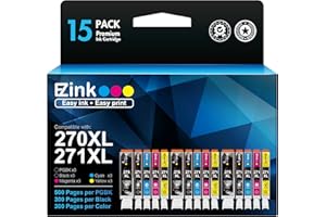 E-Z Ink (TM Compatible Ink Cartridge Replacement for Canon PGI-270XL CLI-271XL PGI 270 XL CLI 271 XL to use with MG6821 TS5020 TS9020 (3 Large Black,3 Small Black,3 Cyan,3 Magenta,3 Yellow) 15 Pack