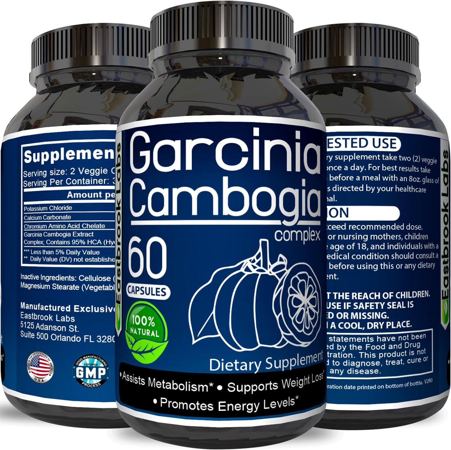 Garcinia Cambogia Extract HCA - 95 HCA Weight Loss Pills - Burn Fat- Metabolism and Energy Booster - Healthy Blood Sugar Support - Super Antioxidant Supplement by Eastbrook Labs - 60 Capsules