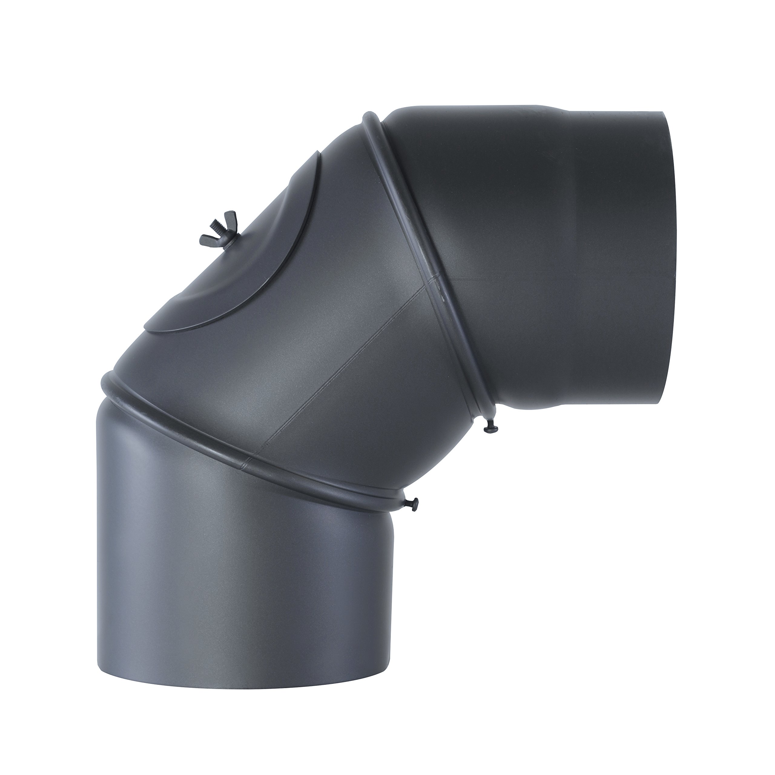 Kamino-Flam Senotherm 331886 90° Elbow Pipe with Access Hatch - Grey - 2 mm Thick - Diameter 150 mm