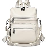 Wesccimo Genuine Leather Backpack Purse For Women Ivory Real Soft Leather Fashion Designer Convertible Ladies Shoulder Bag