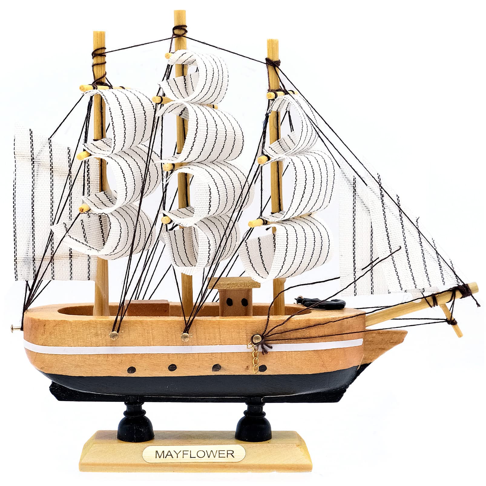 Fahibin Wooden Sailboat Model - Beach Nautical Boat Ornament for Ocean Theme Party and Room Decoration
