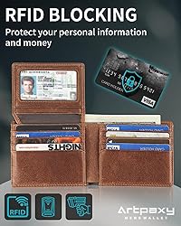 Mens Wallet With AirTag Holder, Bifold Leather RFID