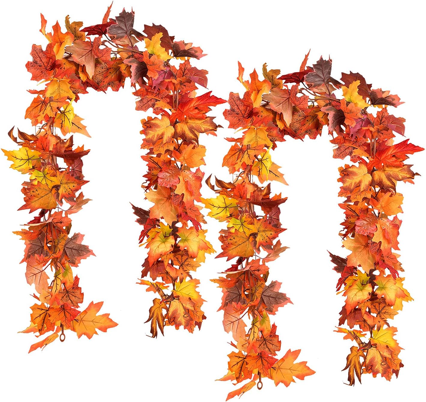 Wreaths, Garlands & Swags - LSKYTOP 4 Pack Artificial Maple Leaf Garland for Dining Room Fall Decoration,6ft/Pc