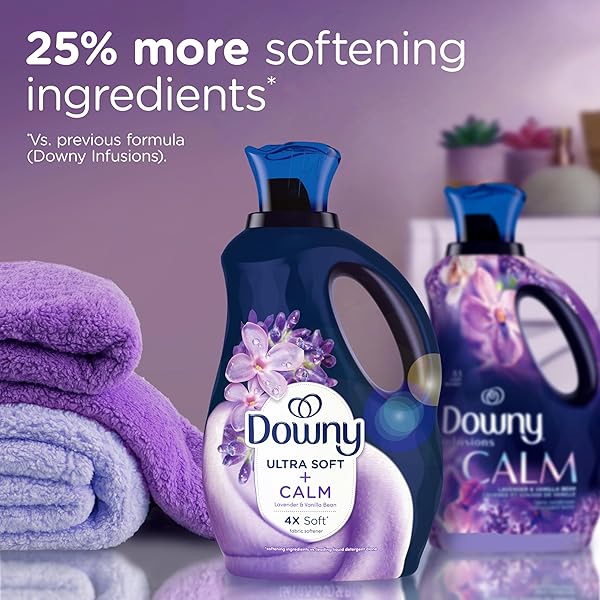 DOWNY ULTRA SOFT FABRIC SOFTENER LIQUID, CALM, LAVENDER AND VANILLA BEAN, 56 FL OZ, 83 LOADS