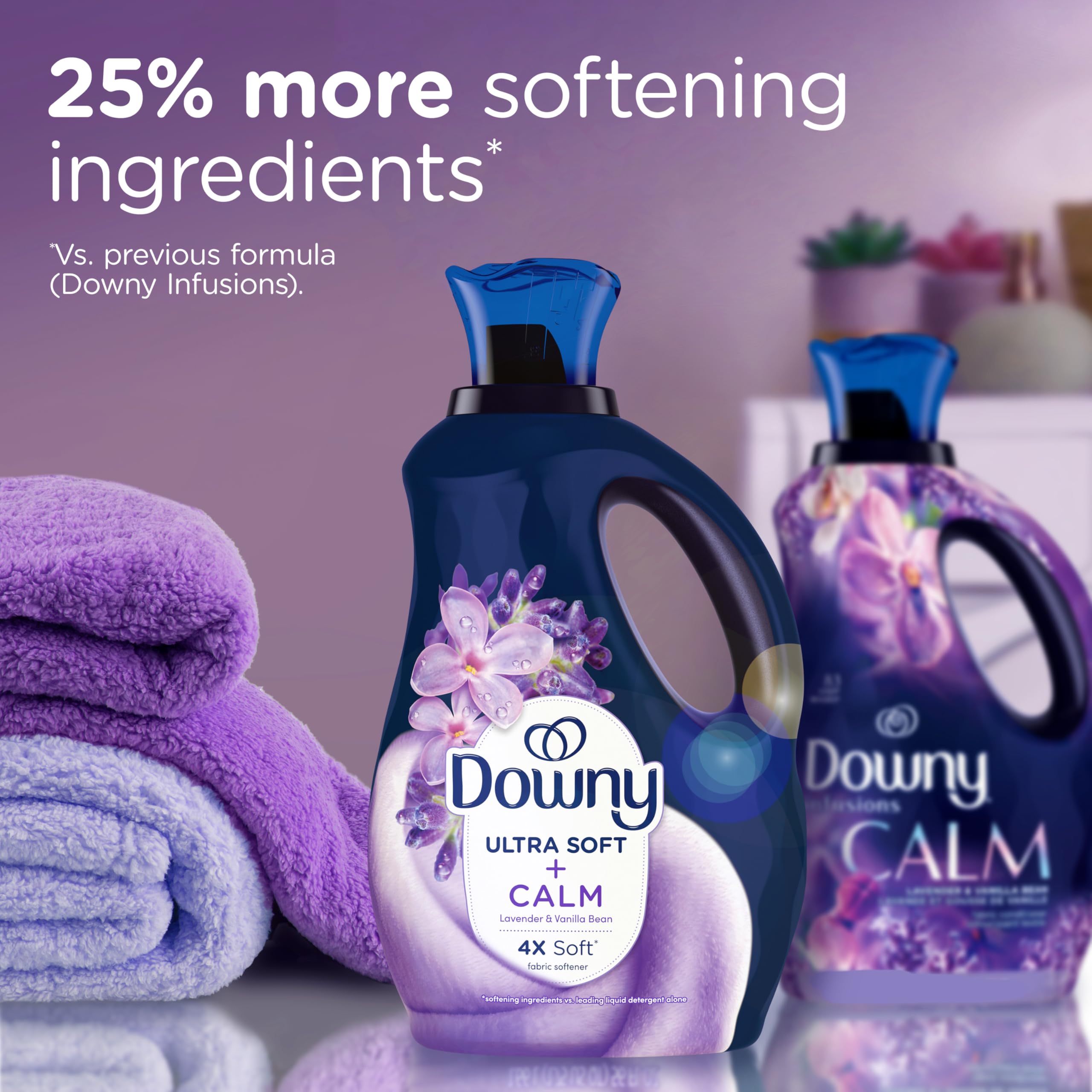 Downy Ultra Soft Fabric Softener Liquid, Calm, Lavender and Vanilla Bean, 26 fl oz, 39 Loads