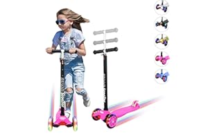 EEDAN Scooter for Kids 3 wheels scooter Kids Scooter, 4 Adjustable Height Lean to Steer,Extra-Wide Deck, Kids Scooter with LED Light Up Wheels Toddlers Girls & Boys from 3 to 12 Year-Old Learn to Steer.