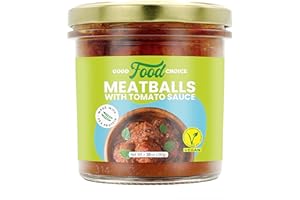 Good Food Choice Plant Based Meatballs withTomato Sauce | Ready to Eat | Shelf Stable | Gluten Free | 10.61oz Glass Jar