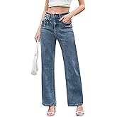 Dimur Jeans for Women Trendy High Waisted Straight Jeans Loose Wide Leg Stretchy Denim Pants with Pockets 2025 Fashion