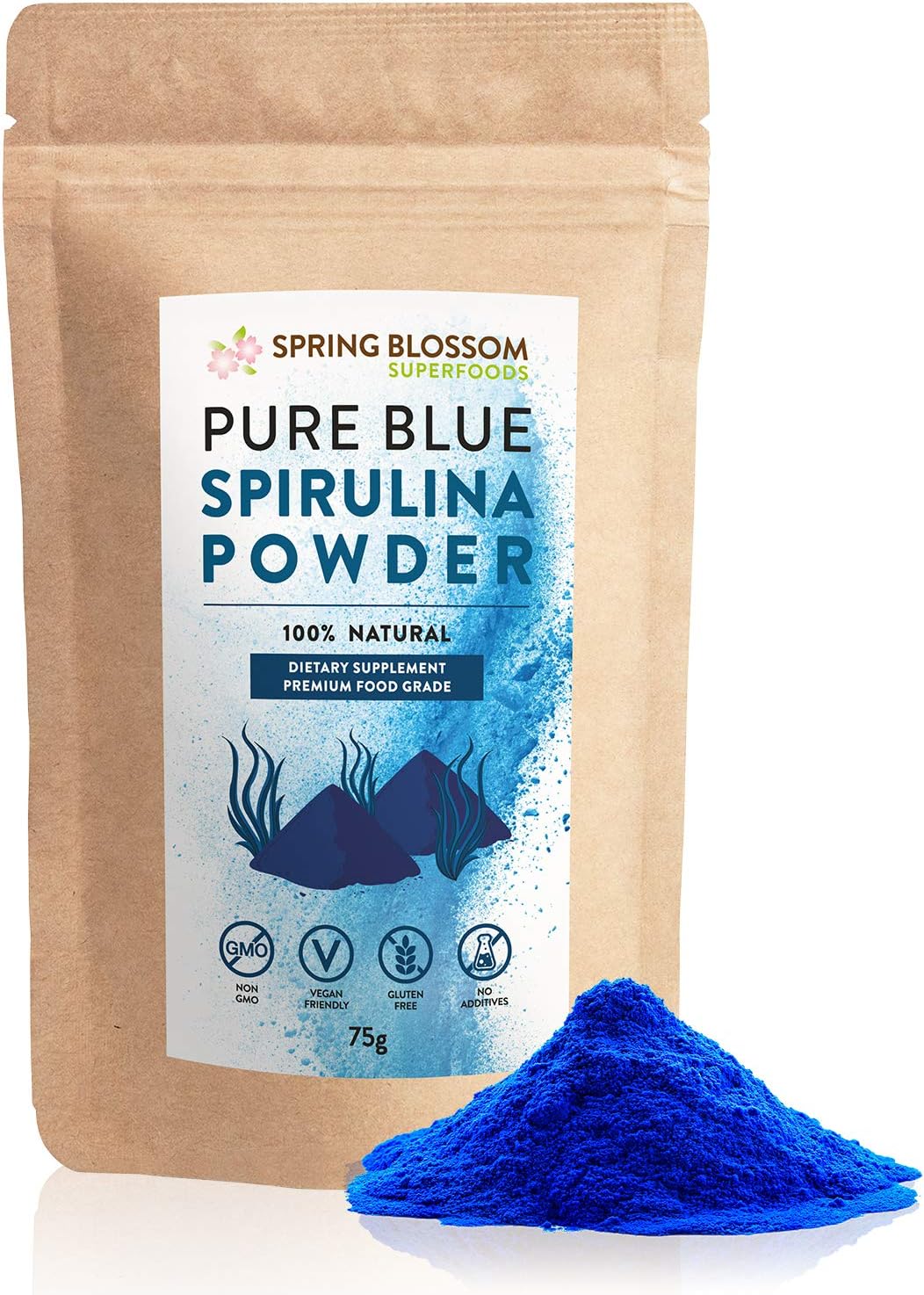 75G Blue Spirulina Powder 100 Natural Phycocyanin Vibrant Blue Colour