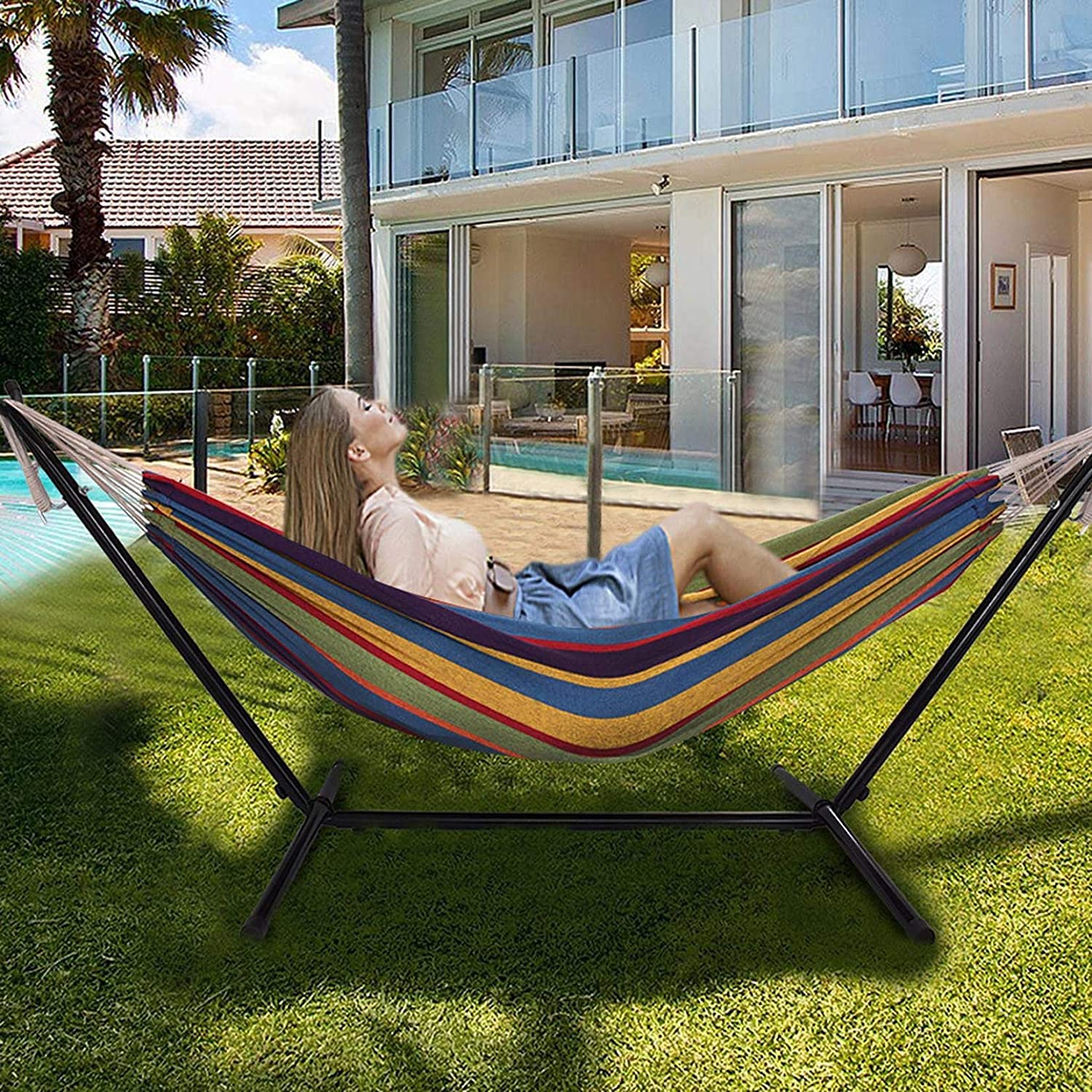Double Hammock With Ft Stand Space Saving Hammock Stands