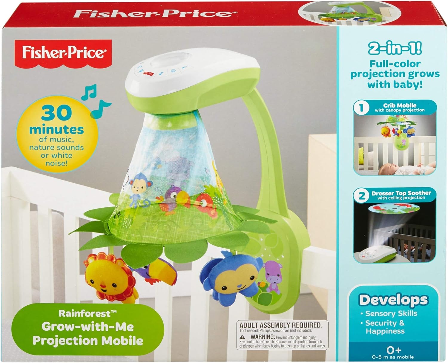 fisher price rainforest grow with me cot mobile