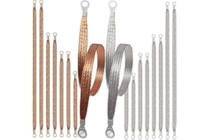 16 Pcs Braided Automotive Ground Straps, 10/12/15/20 Inch Engine Ground Strap Kit with Ring Terminals, Universal Tinned Coppe