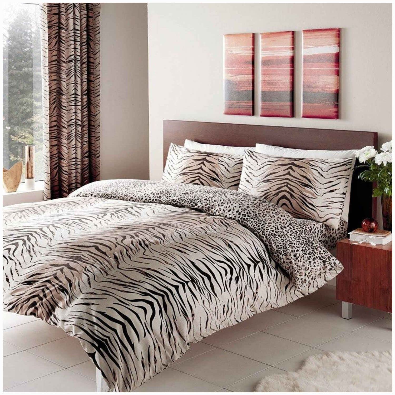 Gaveno Cavailia Tiger Skin Luxurious Bed Set with Duvet Cover and Pillow Cases, Polyester-Cotton, Double