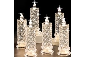 SupBri Rose Shadow LED Flameless Candles, 6PCS Romantic Battery Operated Candles Led Pillar Candles for Valentines Anniversary Wedding Christmas Decorations(White, D 2.5" x H 7.2")