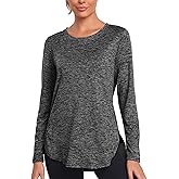 Absttith Women's Long Sleeve Workout Shirts Running Yoga Tops Athletic Sport Tee Side Split