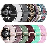 Easuny 12 Pack Stretchy Bands Compatible with Samsung Galaxy Watch 7 6 5 4 FE 40mm 44mm Band, Galaxy 5 Pro 45mm, 6 Classic 47mm 43mm, 4 Classic 46mm 42mm, Active 2, 20mm Elastic Watch Strap for Women