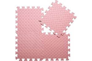 Coolcandy EVA Foam Play Mat, 16 Tiles Colorful Baby Play Mat, Square Kids Playmat with Solid Colored, 0.4" Thickened Interlocking Foam Floor Tiles, Puzzle Play Mat for Baby Lying, Playing (Loli Pink)