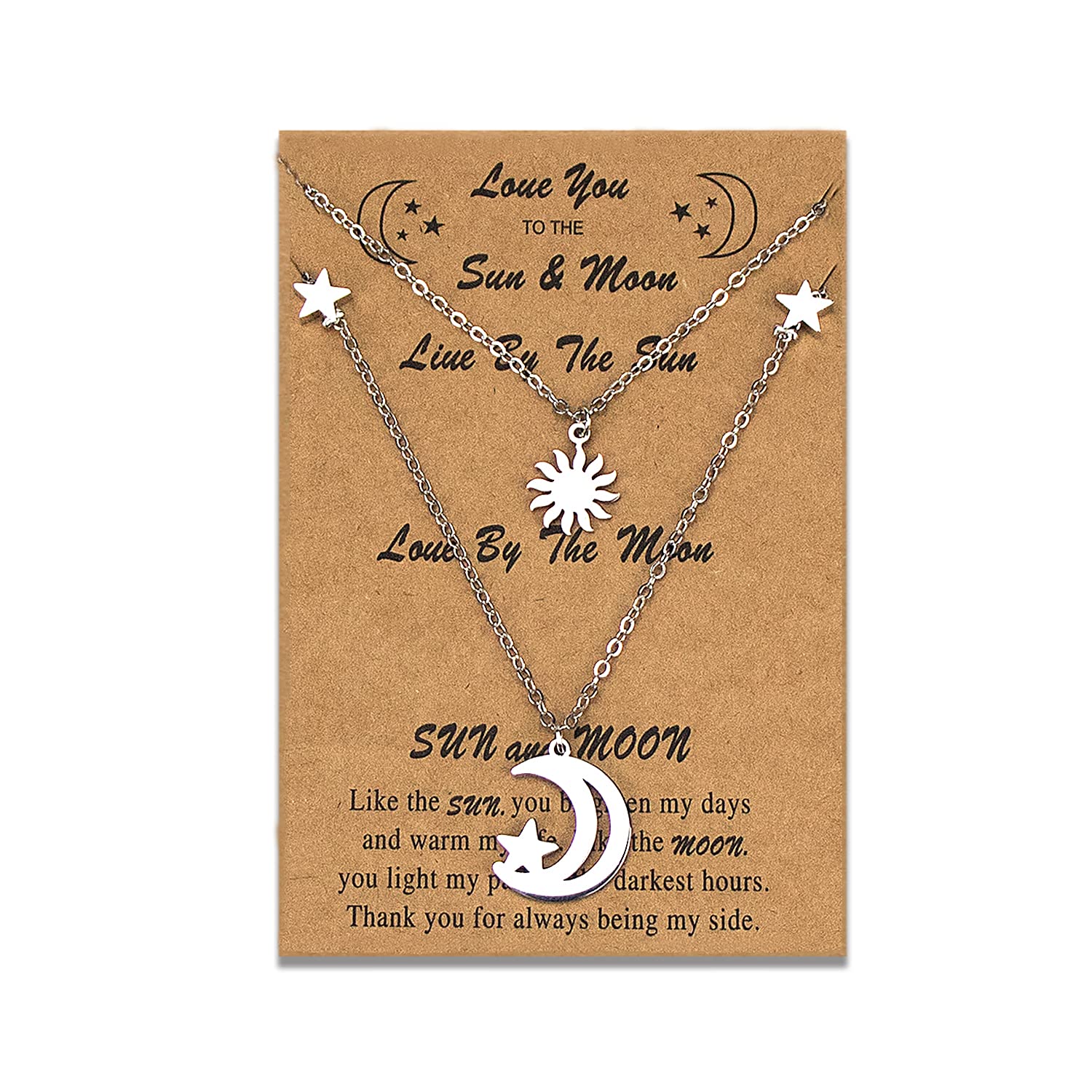 XINHU Sun and Moon Necklaces inspirational eternal Best Friend Necklaces Gift for Women Teen Couple Mom Jewelry (Sun and Moon Necklace (star))