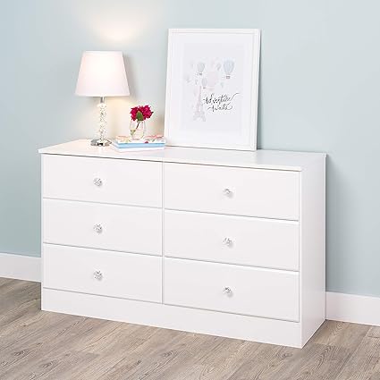 Prepac Wdbr 0402 1 V Astrid 6 Drawer Dresser Crystal White