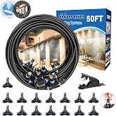 Misters for Outside Patio, 50FT|15M Outdoor Water Misting Cooling System. | Backyard Mist Kit for Garden Greenhouse Fan Deck Umbrella Canopy Pool Porch, Trampoline Sprinkler Park,BBQ Party Accessories