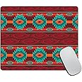 Southwestern Navajo Pattern Retro Style Dark Redolive Green Design Mousepad Non Slip Rubber Gaming Mouse Pad Rectangle Mouse Pads for Computers Laptop 9.5"x7.9"x0.12" Inch