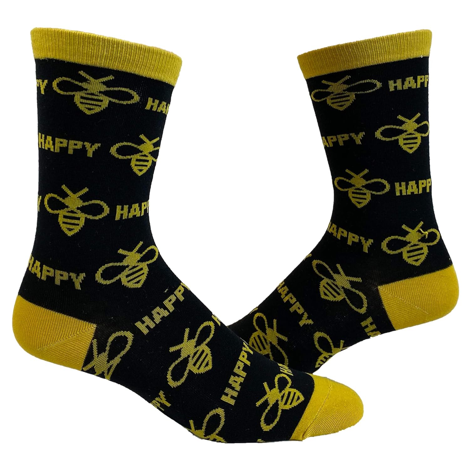 Women's Bee Happy Socks Funny Bumble Bee Motivational Graphic Novelty Footwear Amazon.in