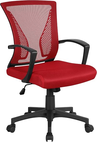 Yaheetech Ergonomic Mesh Office Chair with Adjustable Height Red