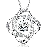 boya Moissanite Necklace, 0.5-1 Carat Necklaces for Women, Dancing Necklace, D Color VVS1 Round Pendant Jewelry, Mother's Day Jewelry Gifts for Women Mom/Wife
