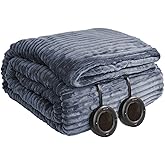HOMISPRITE Heated Blanket Queen Size 84"x90",ETL Certification-10 Heating Levels Electric Blanket&1-10 Hour Auto Off,Heating Blanket with Dual Controller(Dark Blue)