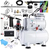 T TOGUSH Airbrush Compressor Kit, 3 Airbrushes for Hobby Painting | 1/6HP compressor with 3L tank &amp; 3 airbrushes delivers stable airflow for model painting, crafts, DIY projects and artwork