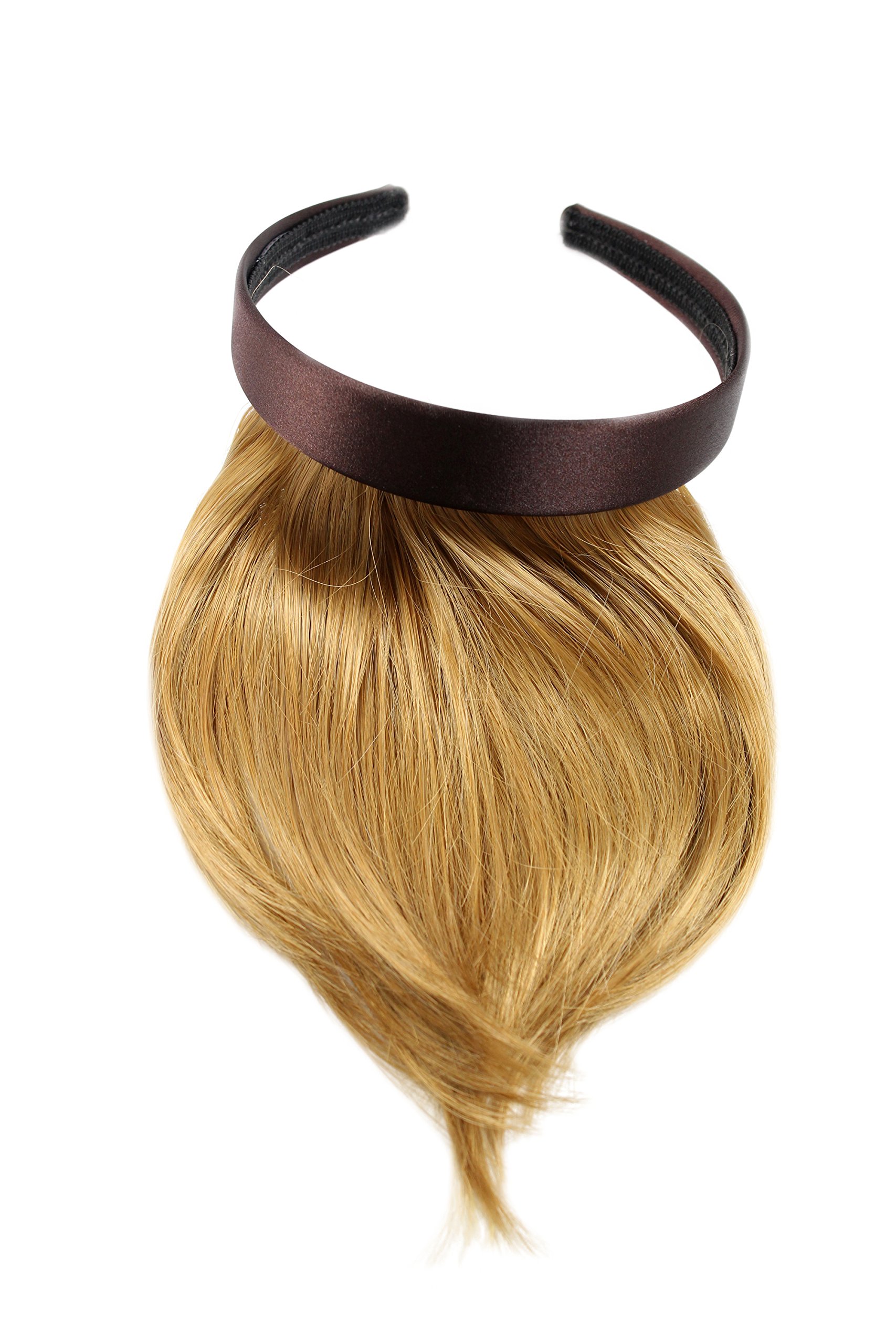 Hair Piece Clip in Bangs Fringe with hair circlet synthetic fiber dark blond platinum HA073T-25