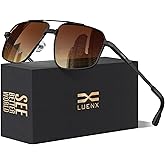 LUENX Aviator Sunglasses for Men Square Polarized Polygon Sun Glasses UV400 Protection
