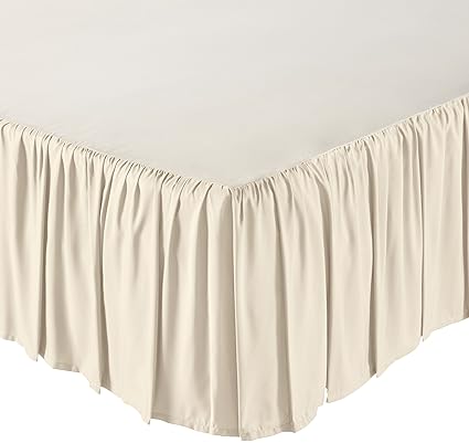 AmazonBasics Ruffled Bed Skirt - Full, Beige