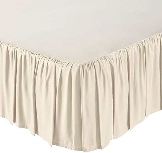 AmazonBasics Ruffled Bed Skirt - Twin, Beige