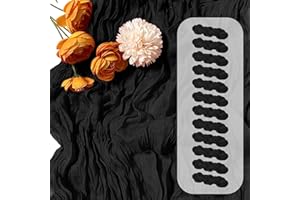 FANTEKE 12 Pack Black Cheesecloth Table Runner 17 x 108 Inch Gauze Table Runner Fabric Semi Sheer Cheese Cloth Table Decoration Bulk for Rustic Romantic Wedding Baby Shower Table Decoration