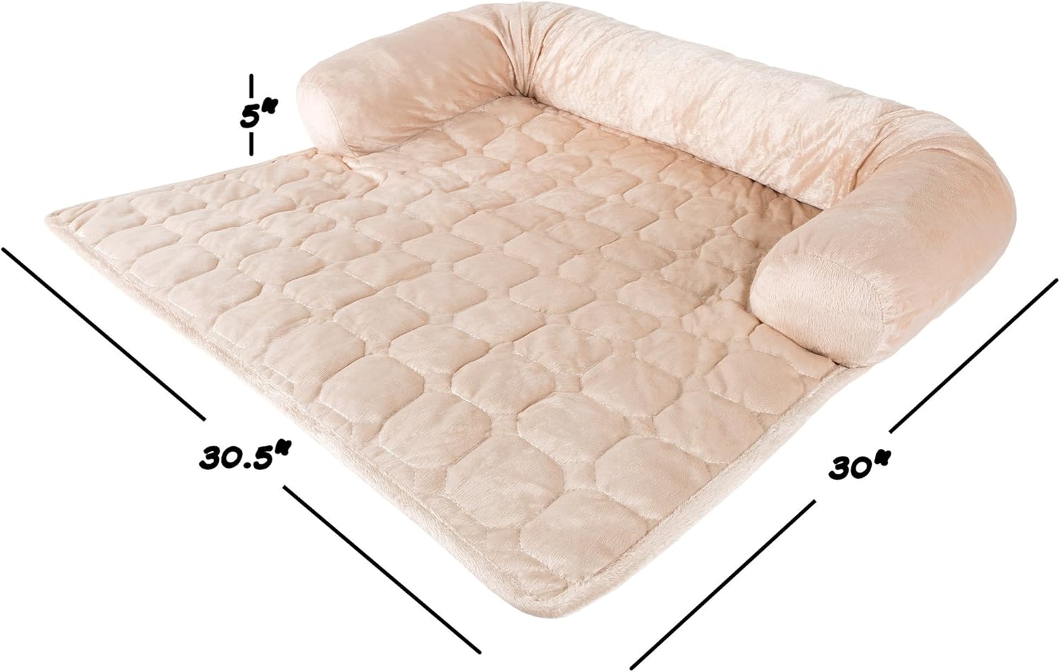Furniture Protector Pet Cover for Dogs and Cats with Shredded Memory Foam filled 3-Sided Bolster Soft Plush Fabric by PETMAKER Â– 30Â” x 30.5Â” Beige : Pet Supplies