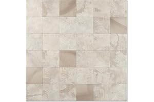 Yipscazo 10 Sheet Peel and Stick Backsplash Mosaic Tiles Stainless Steel Metal Kitchen Backsplash Stick on Tiles for Stove, Bathroom, Laundry in Ecru Stone (11.8'' x 11.8'')