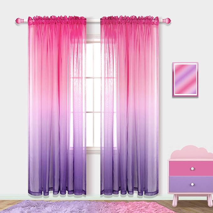 Amazon.com: Pink and Purple Curtains for Girls Bedroom 2 Panels Set