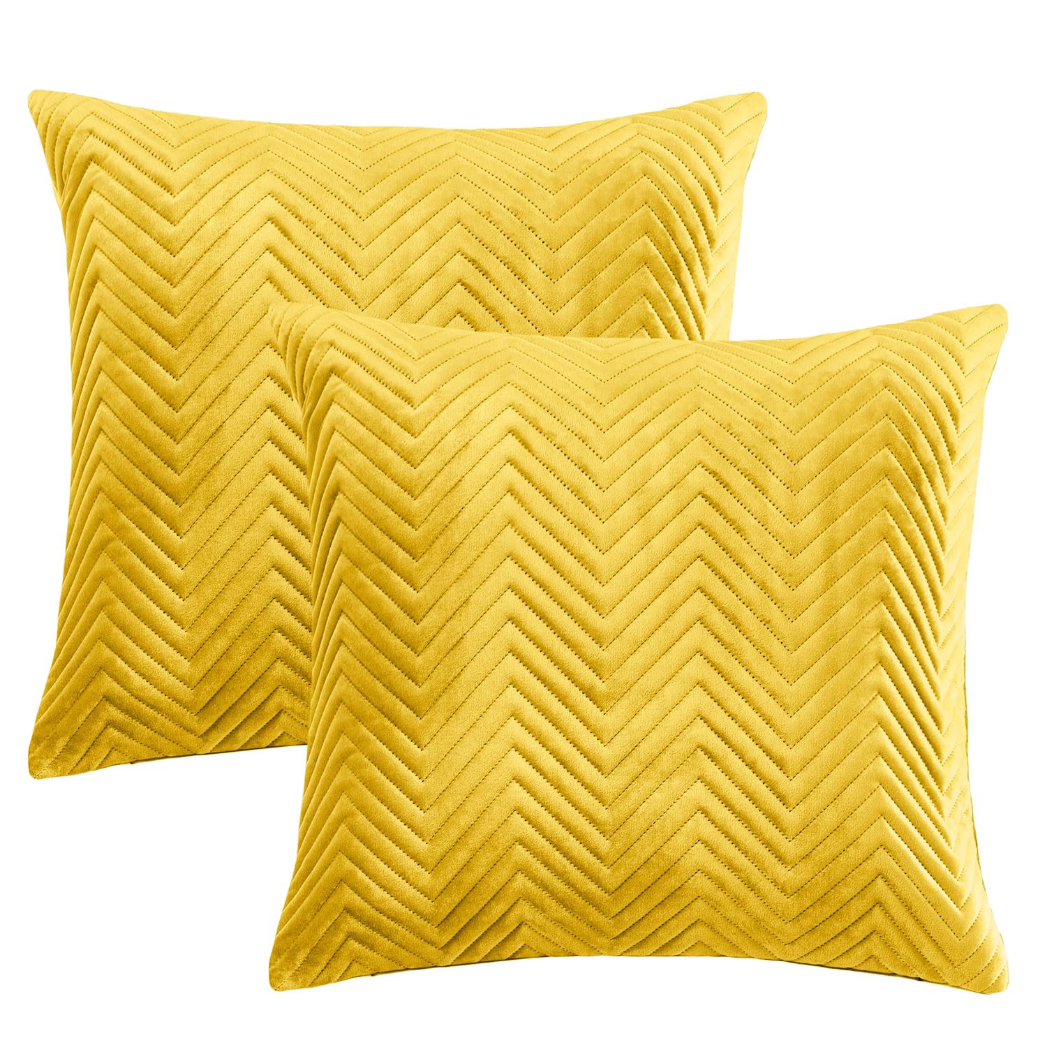 BedLooms Premium Ochre Velvet Cushion Covers Set of 2 (45x45 cm / 18x18 Inch) – Soft Ultrasonic Stitch, Hidden Zipper, Luxury Decorative Throw Pillow Cases for Sofa, Couch & Living Room