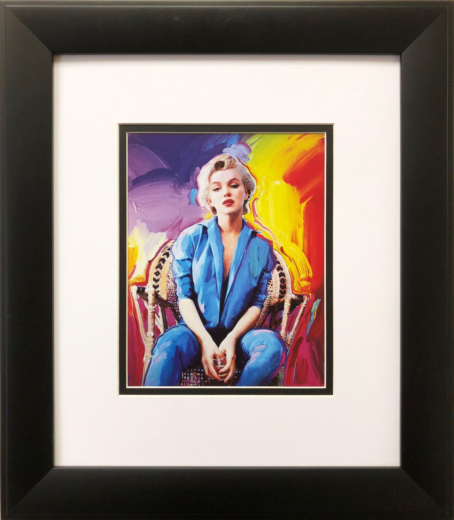 Peter Max "Marilyn Monroe in Denim Newly Custom Framed Art Print 13" x 15"