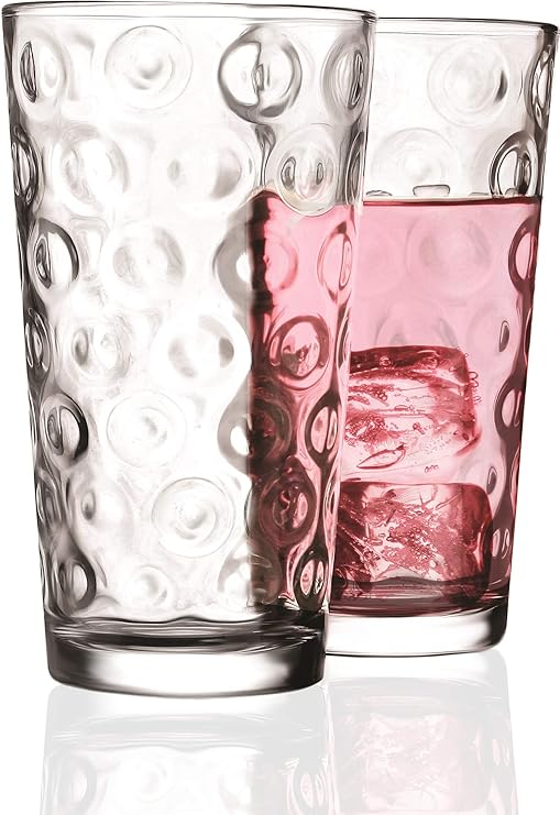 Circleware 66633 Drinking Glasses Set of 4 17 Ounce, Circles 4pc