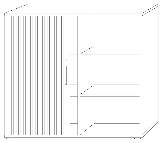 Hammerbacher Rollladenschrank 1733S 3OH SG Ahorn/silber