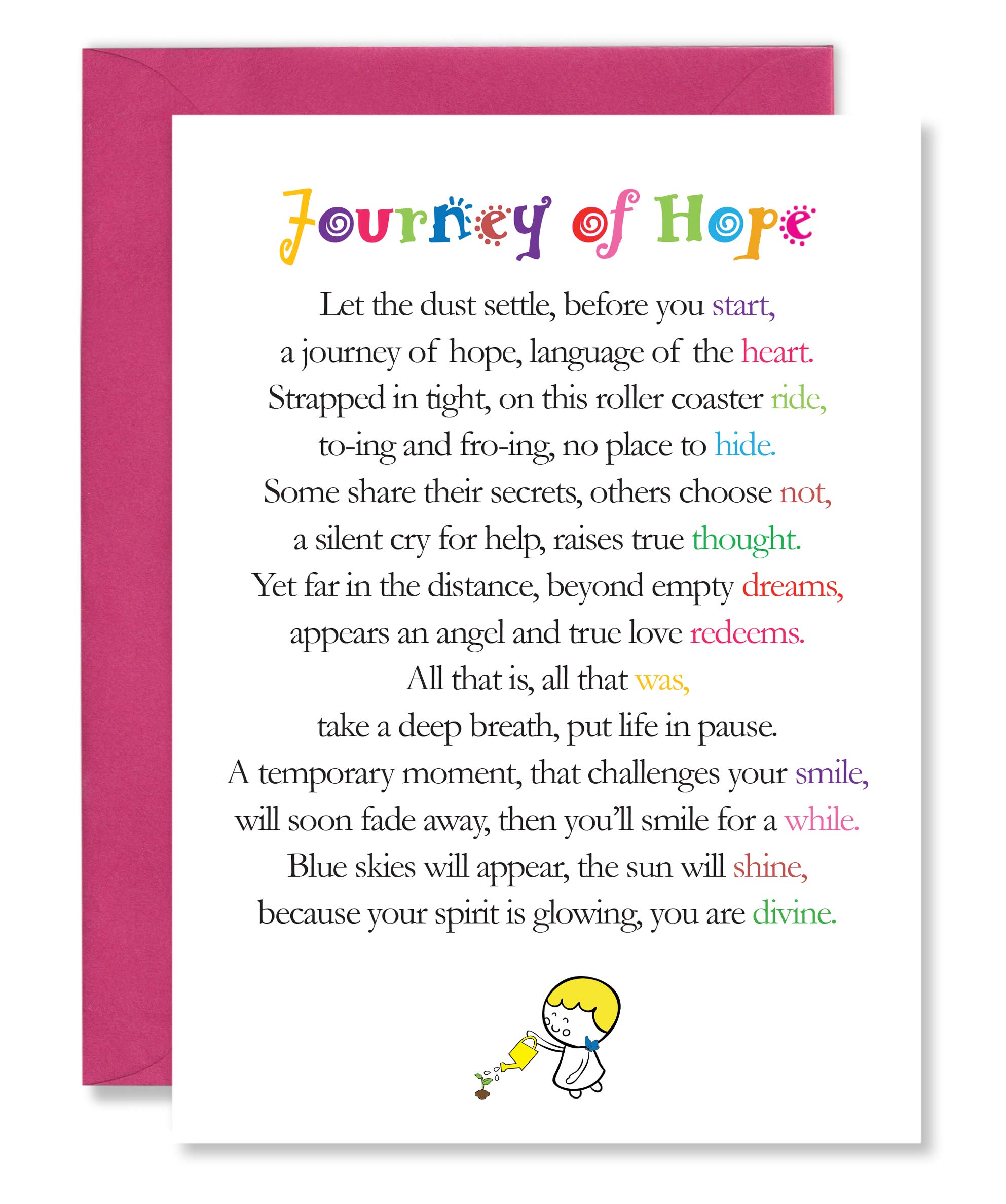 Clarabelle Cards - Journey of Hope - Supportive | Proud of You | Inspirational | Motivational Thinking of You Encouragement Poem Verse Greetings Card sold by Card Candy