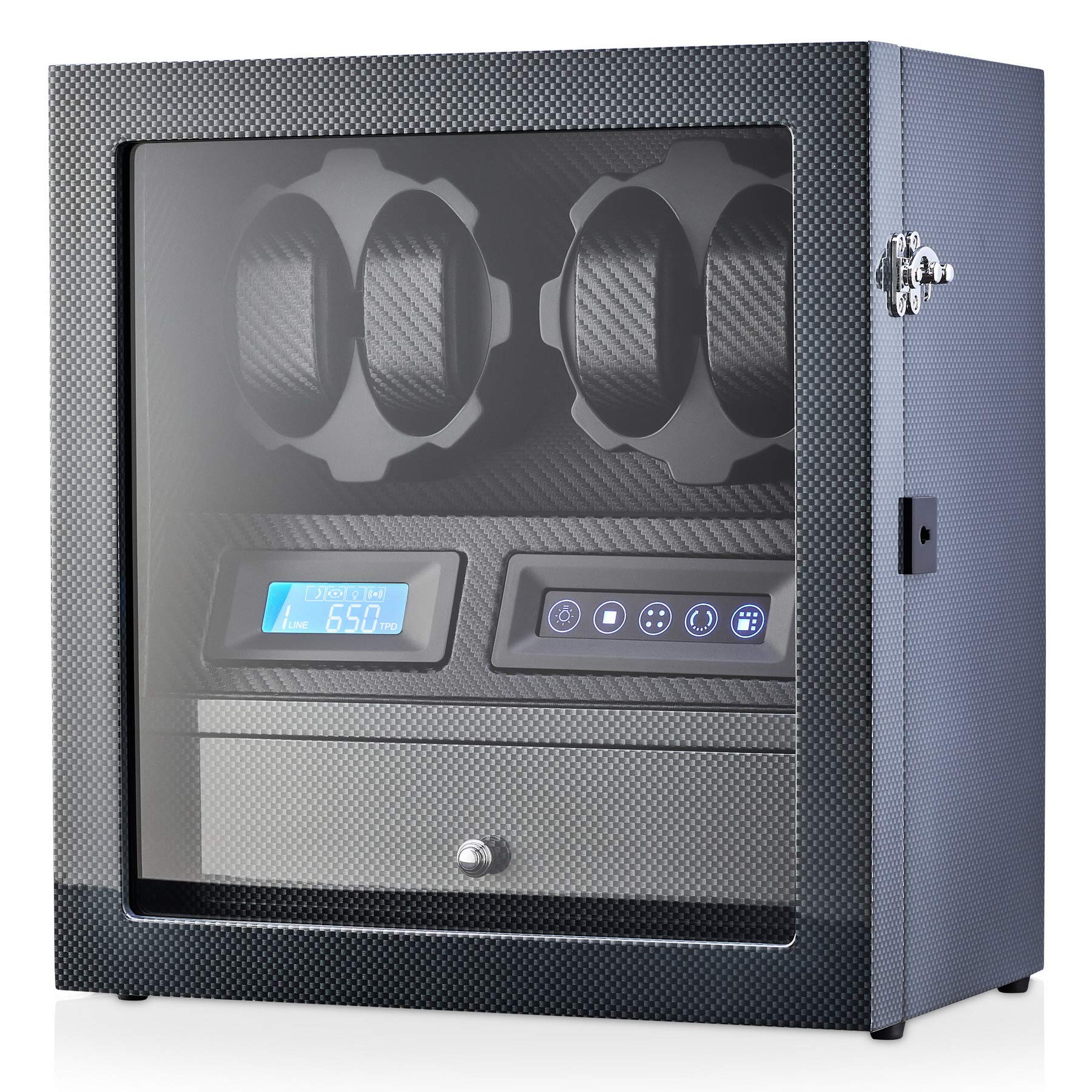 Leader WATCH WINDERS 4 Watch Winder with 5 Watch Storage Space, LCD Display, Touch Control and Interior Light