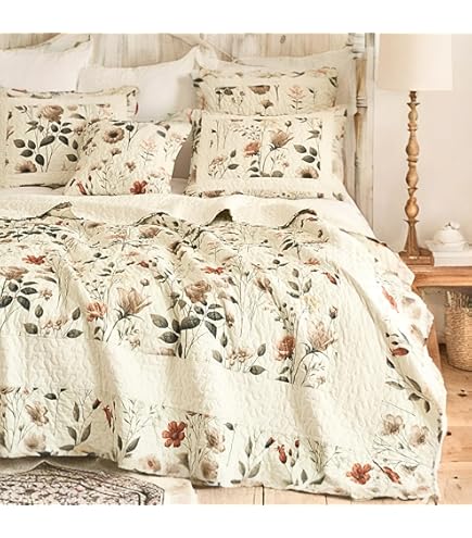 DaDa Bedding - Juego De Colcha Con Diseño Floral Amarillo Radiante Y Sol, Colibríes, Diseño De Flores Rojas Y Flores, Bordes Festoneados, Brillante, Vibrante, Multicolor, Matrimonial, 3 Piezas