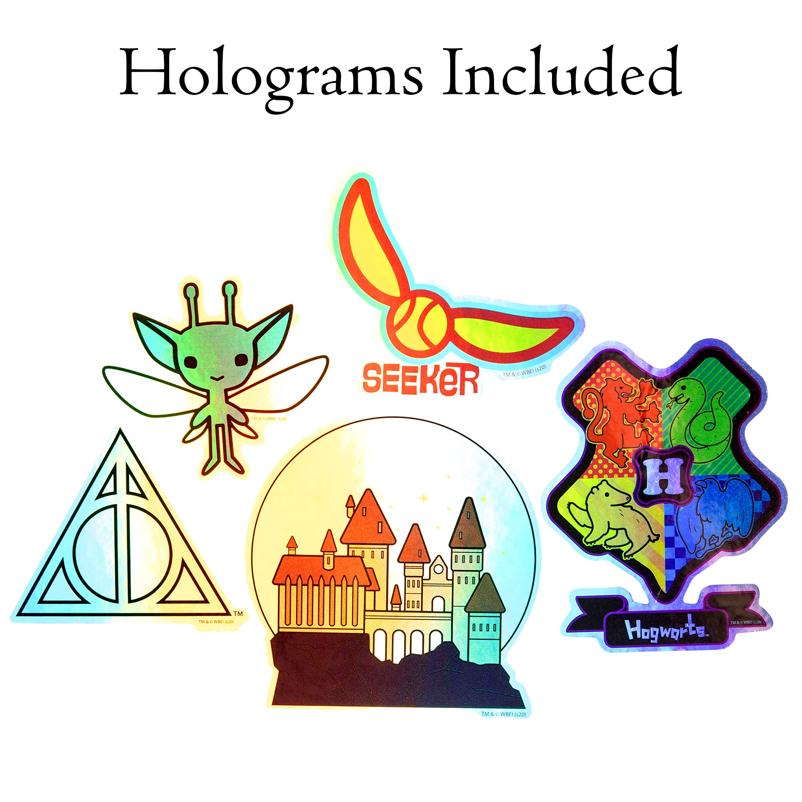 Conquest Journals Harry Potter Chibi Vinyl Decal Stickers, Set of Unique Sticker Decals, 5 Holograms, Waterproof, UV & Scratch Resistant, Great for Gadgets, Officially Licensed (White Vinyl, 60-Pack)